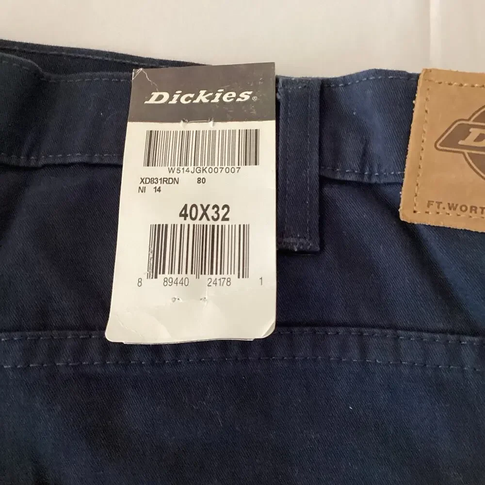 Dickies Mens Flex Regular Fit Straight Leg 40 X 32 Work Duck Pants Navy‎